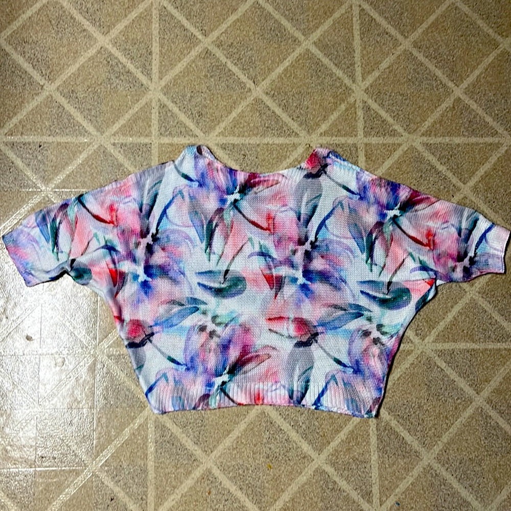 Luisa Ricci Floral Shoulder CutOuts Sweater Shirt Small Made In Italy